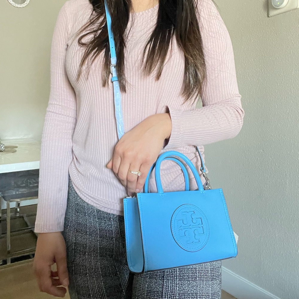 New✨authentic tory burch Ella bio mini tote (blue azure) crossbody - Picture 13 of 15